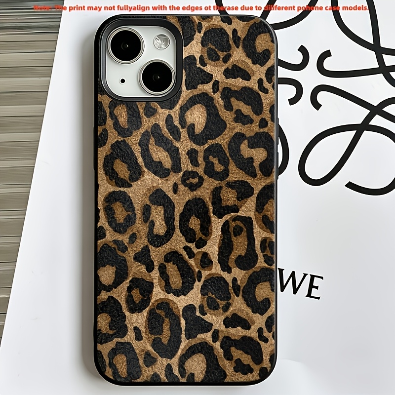 TEMU Coque de téléphone - 1pc Imprimé Léopard Texture Cuir TPU Complet Coque de téléphone pour Iphone 17 16 15 14 13 12 11 Pro Max XS XR 8 7 Plus