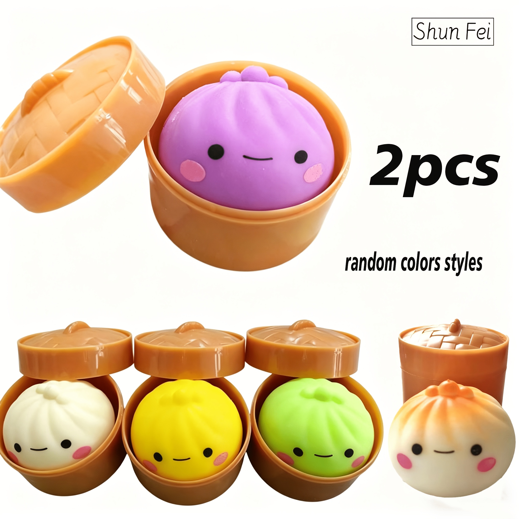 2pcs dumpling   toy dumpling   colorful dumplings stress balls fidget sensory toy squeeze   relax hand toys with food steamer stretchy desk toys color random