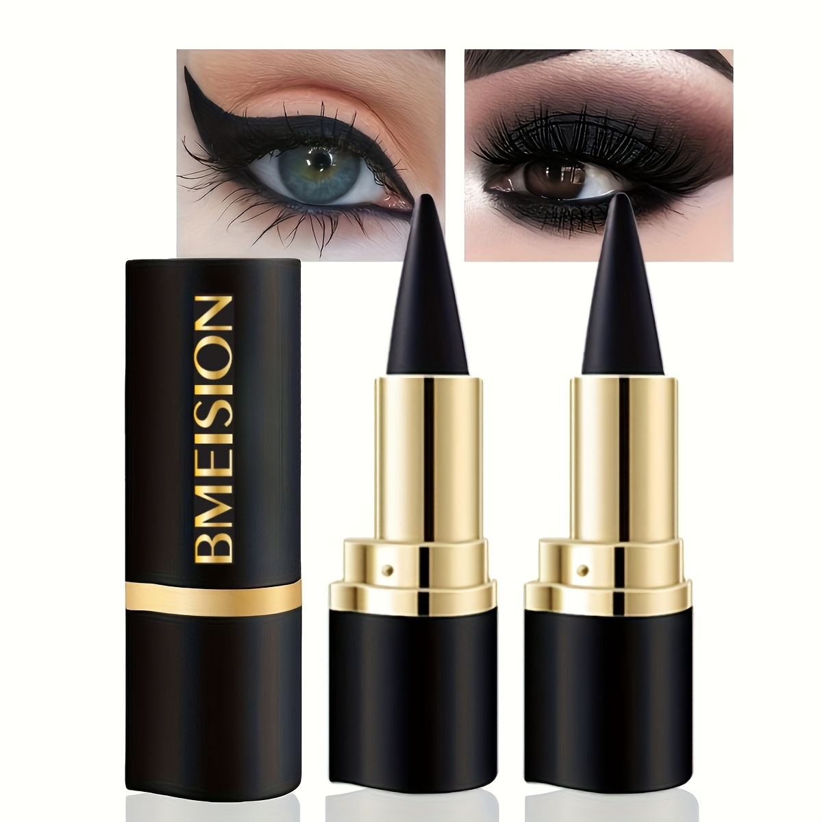 Image of 2pcs Eyeliner And Eyeshadow Set, Matte End, Black And Brown Tones, Long-lasting, , Cat-eye And Smoky , Ideal For Halloween And , Halloween Makeup | Cat- |