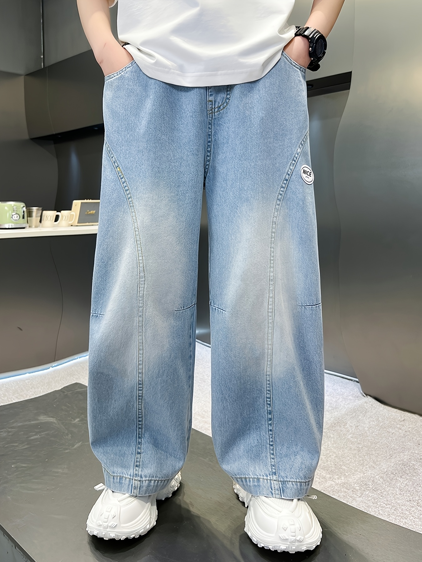 Jungen Jeans Übergröße – Baggy Hose Im Vintage Y2K Style, Lockere Passform Mit Elastikbund, Für Herbst & Winter, Streetwear Denim