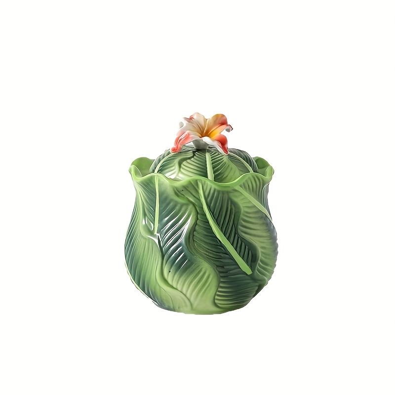 TEMU 1pc, Creative Green Ceramic Seasoning Jar,, Spice Jar With Lid, Food Cans, Spice Cans, Creative Food Storage Jars, Condiment Pot, Store Spices,