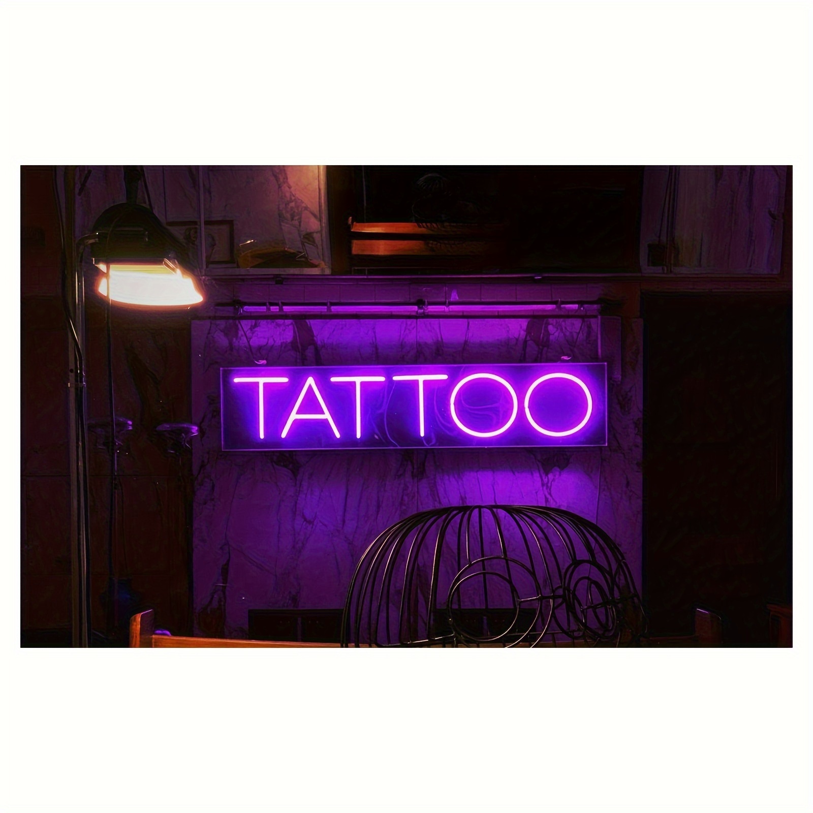 

1 Pcs Tattoo Neon Sign Canvas Print - Waterproof Cloth Art Poster For Home, Bathroom, Bedroom, Office Wall Decor - Decorative Artwork, Design