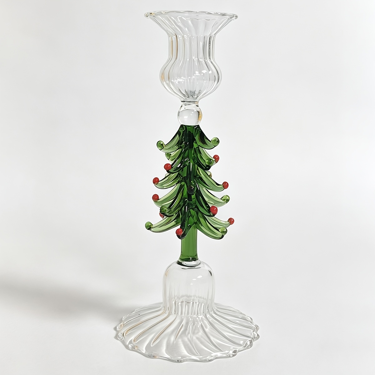 TEMU 1pc Christmas Holiday Party Glass Candle Holder, Christmas Table Centerpiece Decoration, Christmas Creative Gift