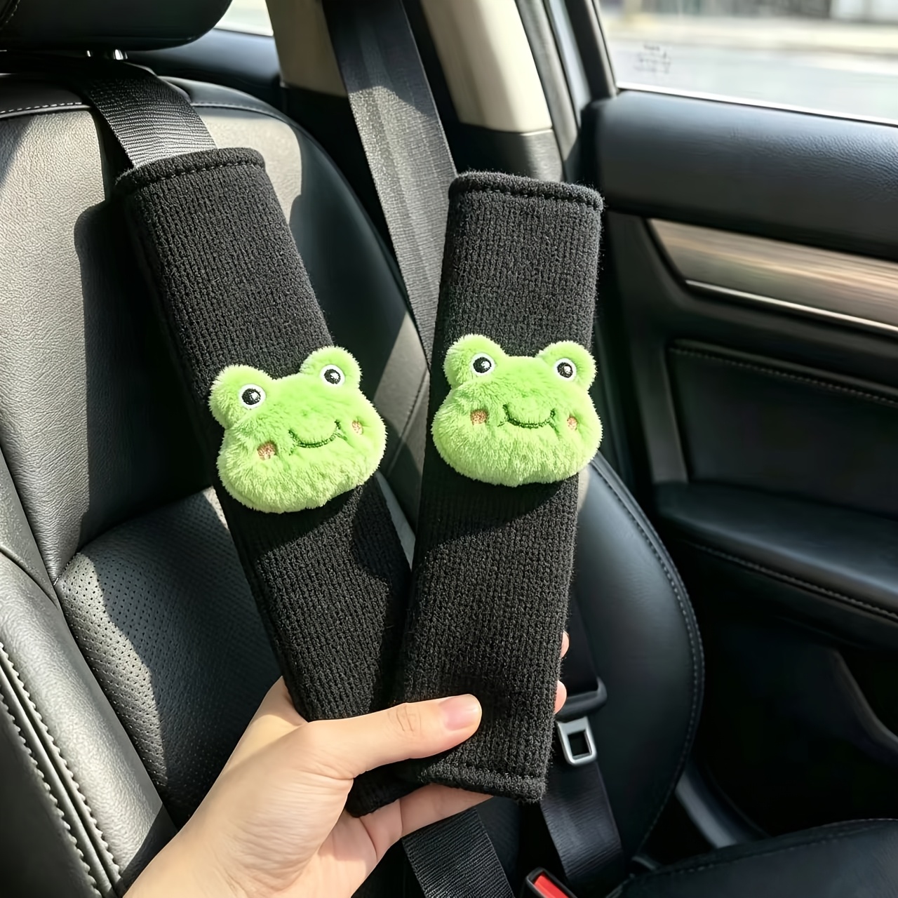 TEMU Frog Car Seat Belt Cover, Soft And Comfortable Seat Belt Pad Protector, Suitable For Car Interior Accessories, 2pcs Set, Universal Fit
