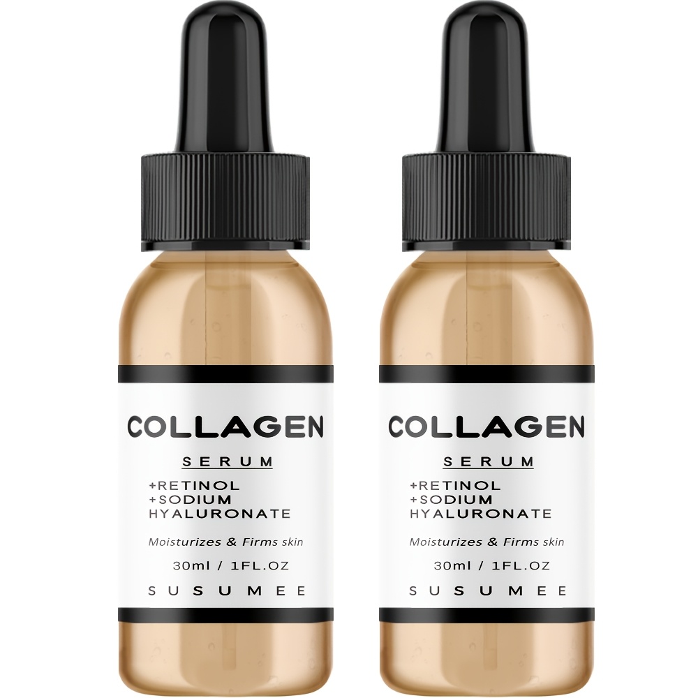 Image of 2pcs Collagen Serum - With Retinol, Panthenol And Centella Asiatica Extract - Firming, Smoothing And Moisturizing, Alcohol-free, Skin Care Products, 10/30ml*2