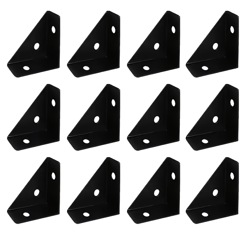 TEMU 12pcs Metal L-shaped Corner Brackets - Durable, Black And White, Ideal For Hanging Cabinets, Bookshelves, And Bed Frames, Bookshelf Supports |