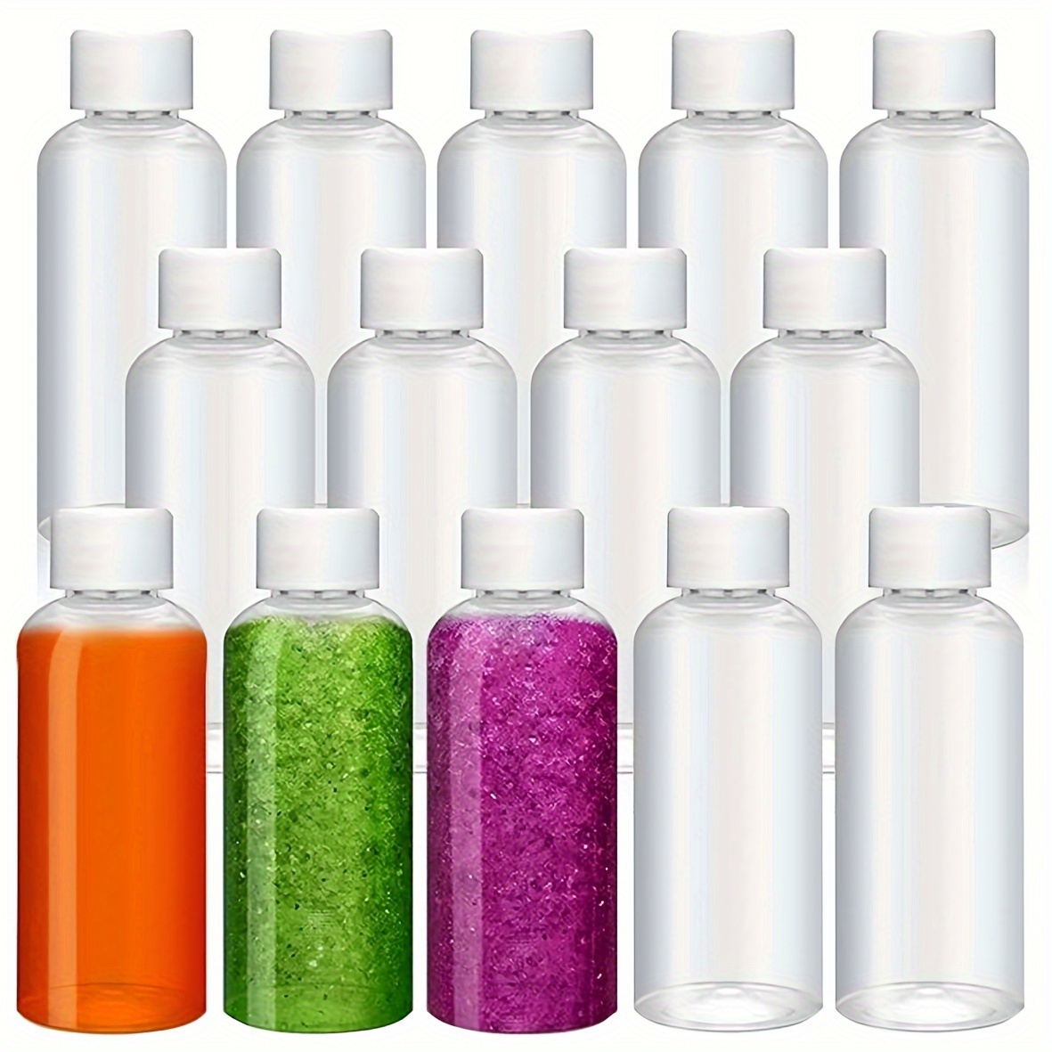 

10pcs 60ml Clear Plastic Bottles With - , Reusable Containers For Essential Oils, Liquids, Powders - Diy Projects, Weddings, Parties, Waterproof & Sealable, Refillable Bottles