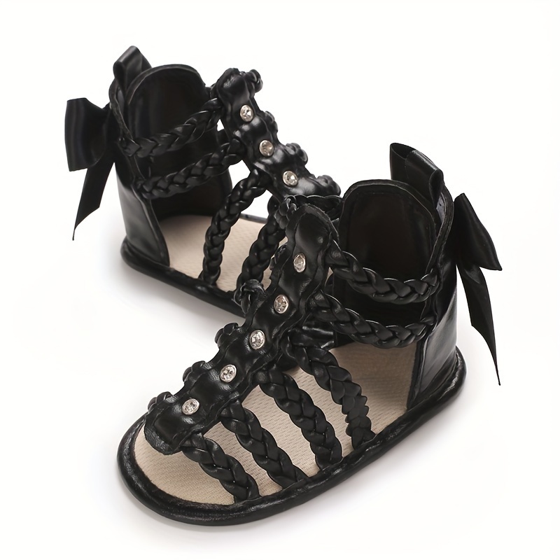 Trendy Cute Bowknot Decor Hollow Sandals For Baby Girls, Breathable Lightweight Walking Shoes For Summer