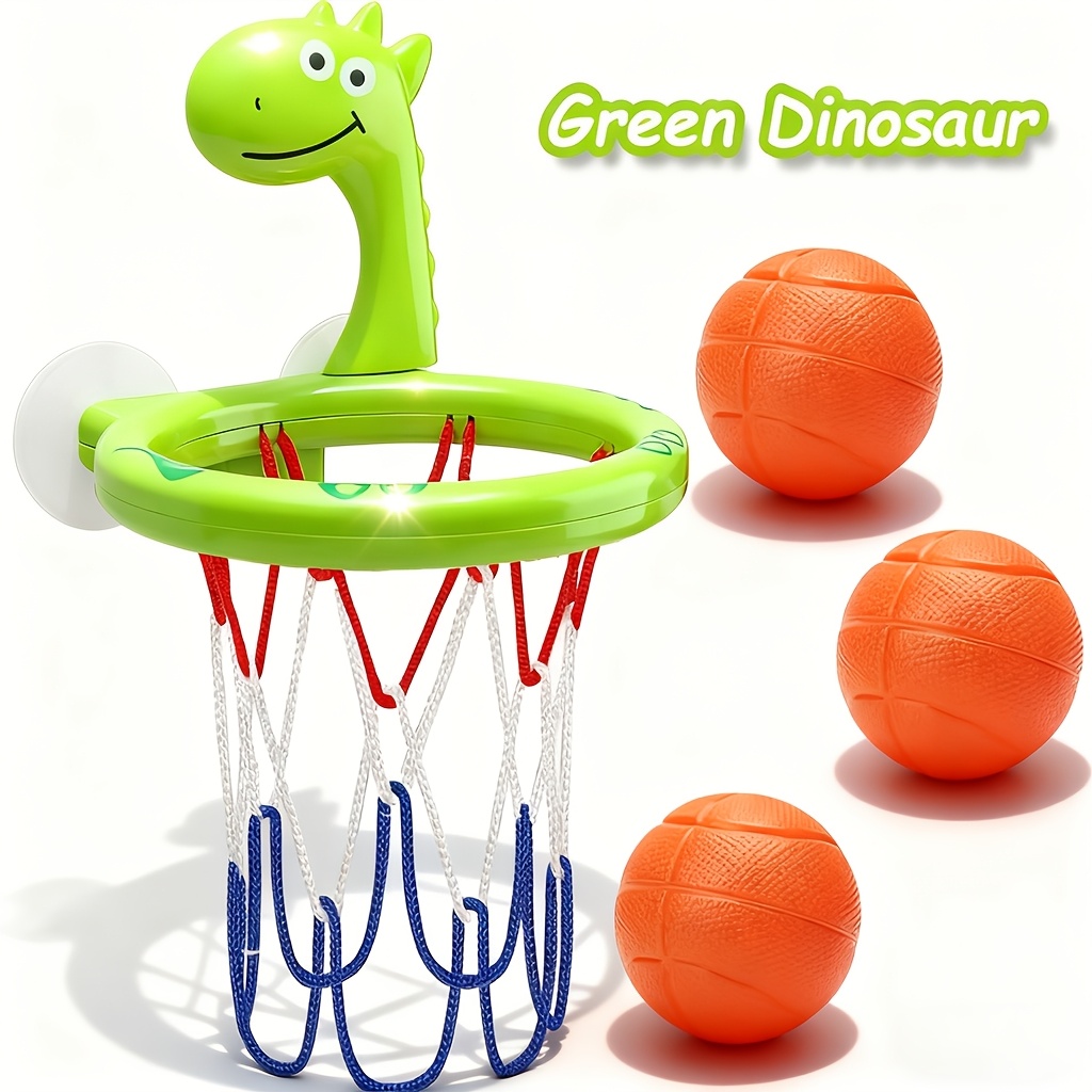 4pcs (1pc Basketball Hoop And 3pcs Balls) Mini Cartoon Animal Basketball Rings | Bath Toys, Baby Bath Toys And Games, Perfect Gift For Children, Baby Bath Toys, , Orange, Made Of Plastic