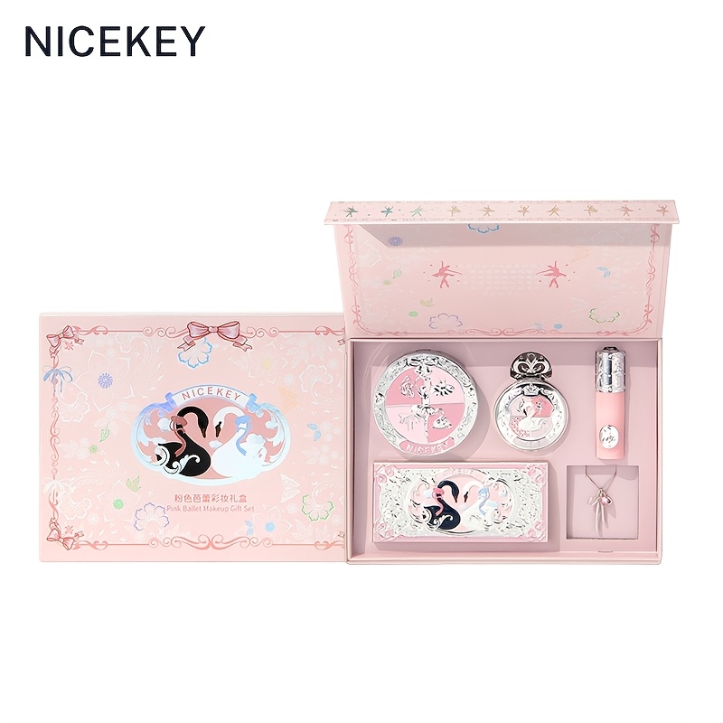 Swan Ballet Makeup Kit | Beginner-friendly -one Cosmetics Set With Eyeshadow Palette & Lipstick In And Pink | Affordable Student Makeup, Perfect Birthday Gift For Girlfriend, Bff, Parties &