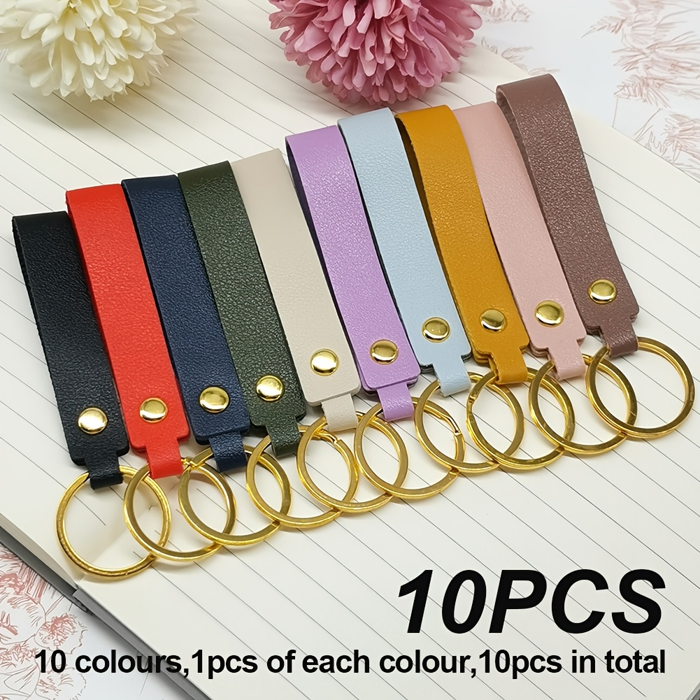 10pcs Faux Leather Keychain - Key Strap, Waist Wallet Keychain, Lanyard, Diy Decoration Making With Adjustable