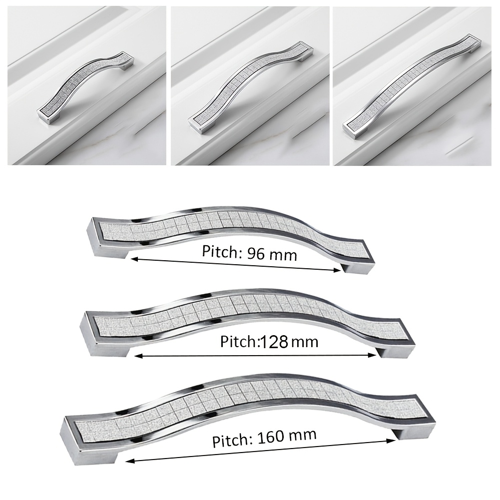 Image of Set Of 4 Cabinet Drawer Handles, Elegantly Frosted In A Silvery , Resistant To Wear And Fingerprints, With Screws, Ideal For Kitchen Cabinet Doors And Furniture
