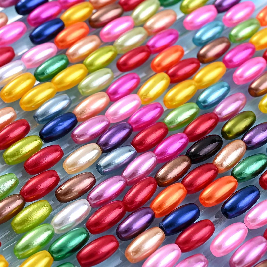 Image of 505pcs 8mm Rice Beads, Colored, Acrylic, Jewelry, Pendants, Decorations, Clothing Beads. Holiday Gift