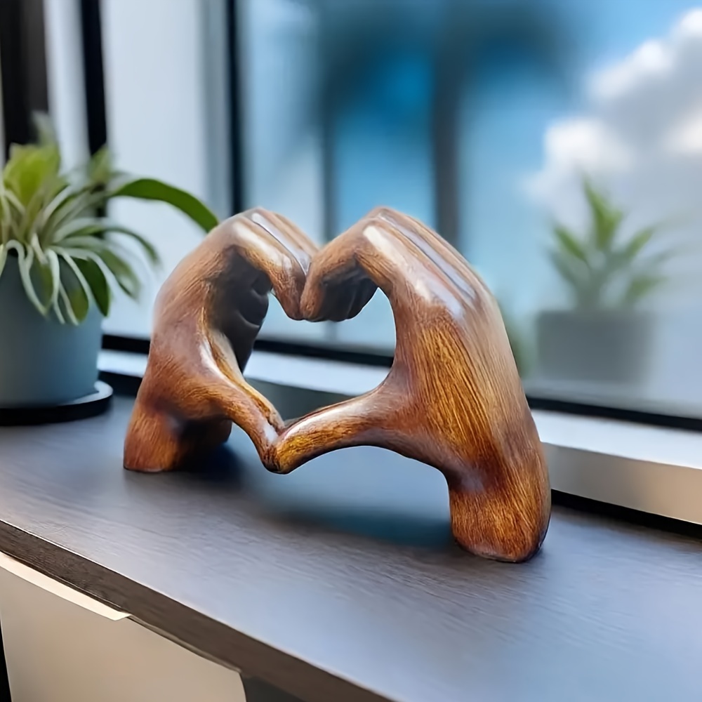 Scultura decorativa a forma di cuore in resina, statua d'arte ispirata all'amore, ornamento per casa ufficio, scaffale soggiorno, accento da tavolo per la festa della mamma, Capodanno, Pasqua, regalo di Natale