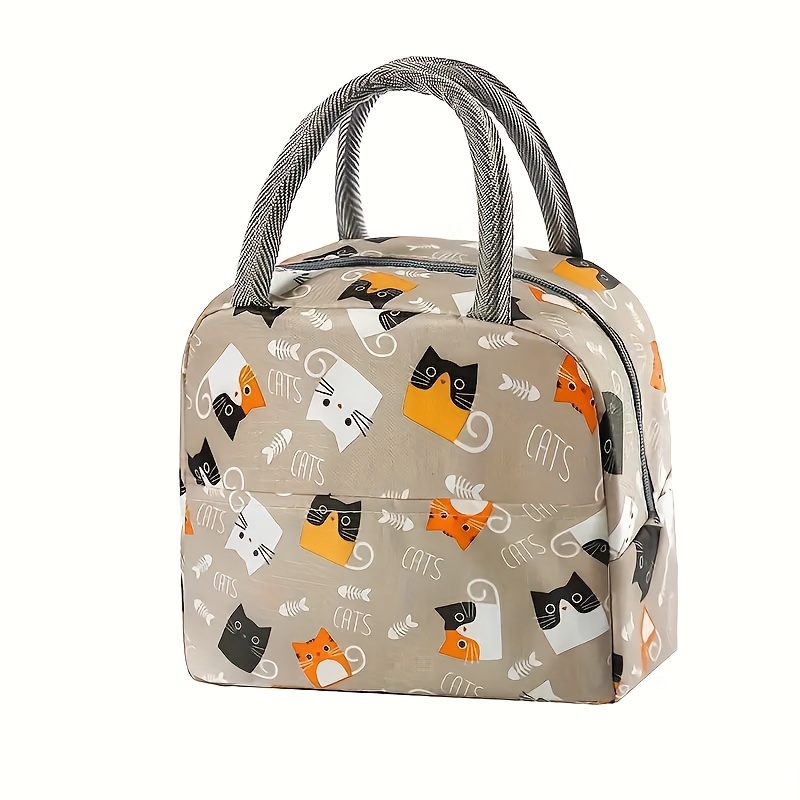 TEMU Cute And Fashionable Picnic Bag, Insulated Lunch Bag, Polyester Lunch Box Tote Bag With Aluminum Foil Insulation