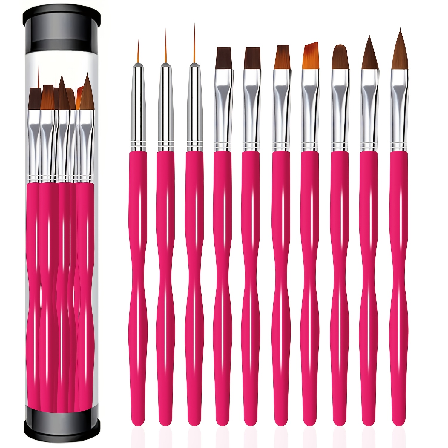 

10pcs Ensemble de pinceaux pour nail art, seau de rangement anti-poussière, formaldéhyde, idéal pour les designs de manucure et de pédicure