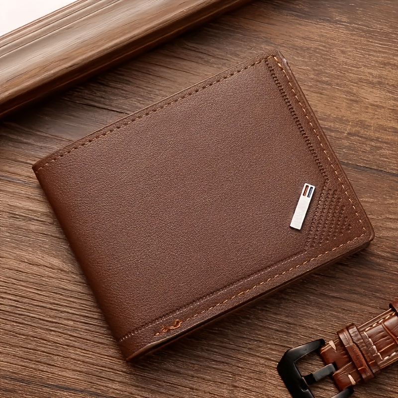 TEMU corta minimalista de color liso para hombre, con clip para billetes texturizado de gran capacidad para negocios e casual, tarjetero práctico