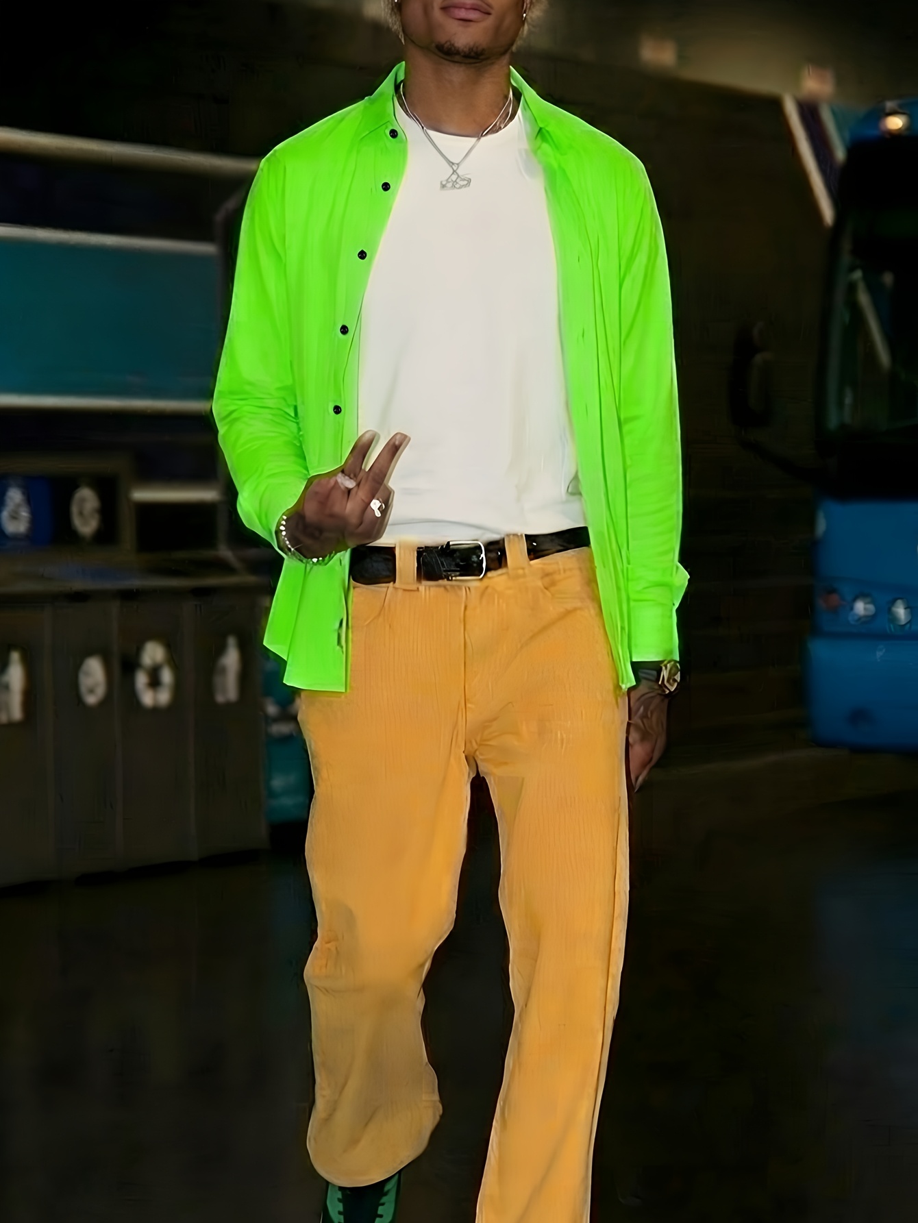 mens neon green dress shirt formal fluorescent green blank neon green shirt