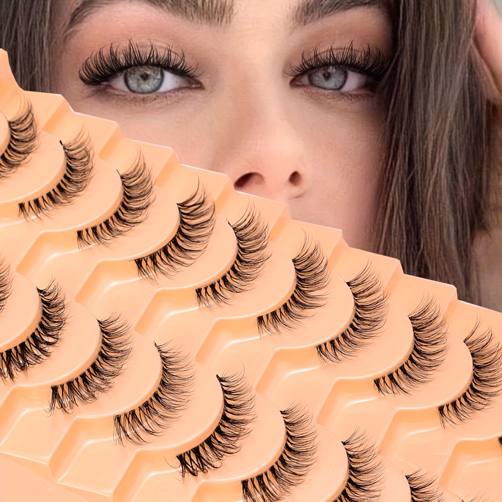 10 pairs of false lashes natural curling fluffy lengthening crossing transparent elastic false eyelashes extension 3 13mm more realistic eye corner extended   false eyelashesphj 2432 details 1