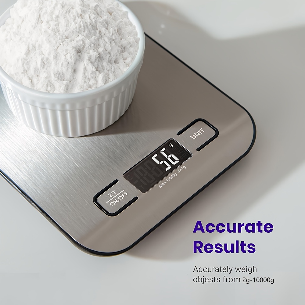 1pc High-Precision Digital Kitchen Scale, 22lb/10kg Capacity, Stainless Steel with LCD Display, Tare Function, Easy Clean, 6 Unit Measurements (g, oz, lb, kg, lb-oz), Ideal for Baking, Cooking, Coffee, and Packaging