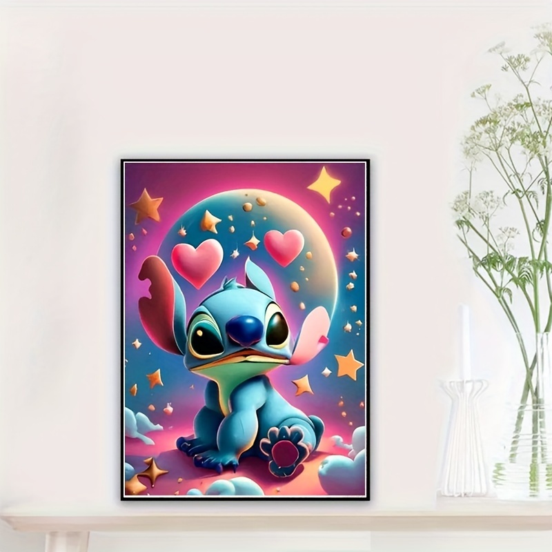 

1pc 30x40cm/11.81x15.74in Disney Cartoon Lilo And Stitch Diamond Art Painting Kit Love Moon Stars Diamond Embroidery Handmade Diy Mosaic Valentine's Day Gift