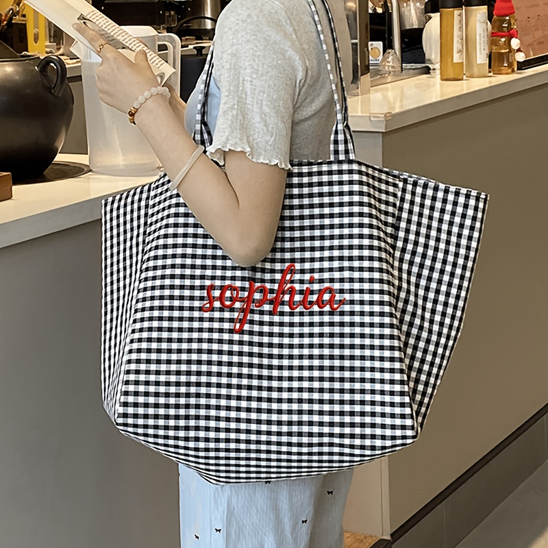 TEMU A Custom Embroidered Name Tote Bag For Women, Featuring A Personalized . This Original, Niche, Multifunctional Tote Bag Is Spacious And Perfect