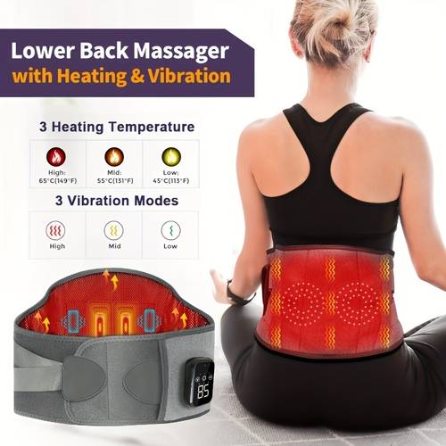 cordless heating massage belt with lumbar support 3 heating and vibration usb rechargeable back massager adjustable underwear style lower back massager wireless back massager adjustable size and lumbar support