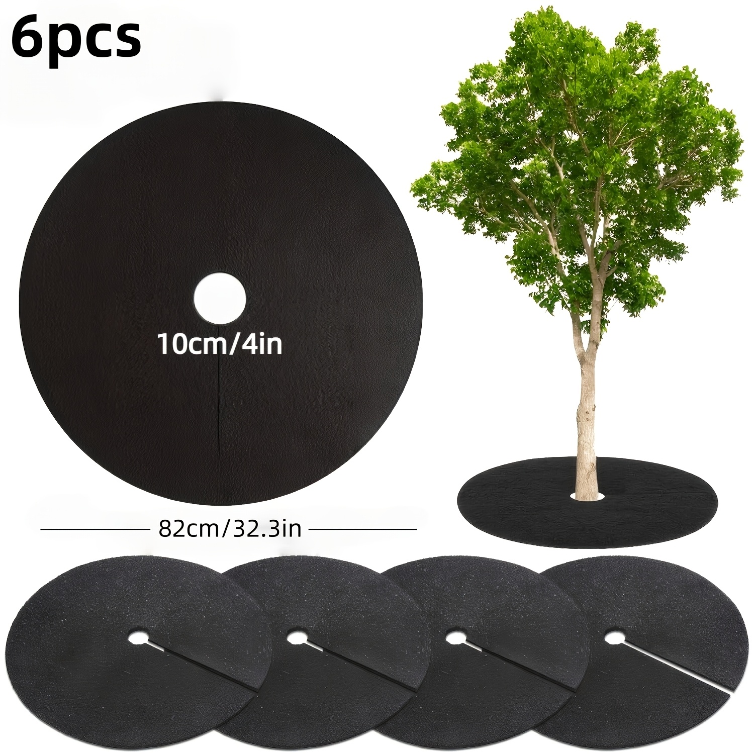 TEMU 6pcs Black Weed Barrier Fabric, Landscape , Multi-functional Weed Control Fabric, Suitable For Potted Plants, Fruit Trees, Lawns, And Courtyard