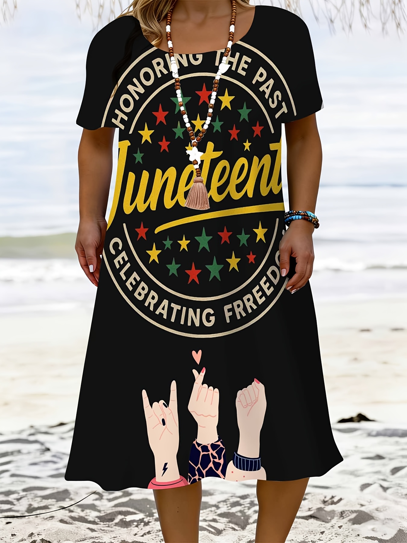 knee length dresses for ladies Juneteenth Is My Independence Day Summer Maxi Dress by African Pride main image 1