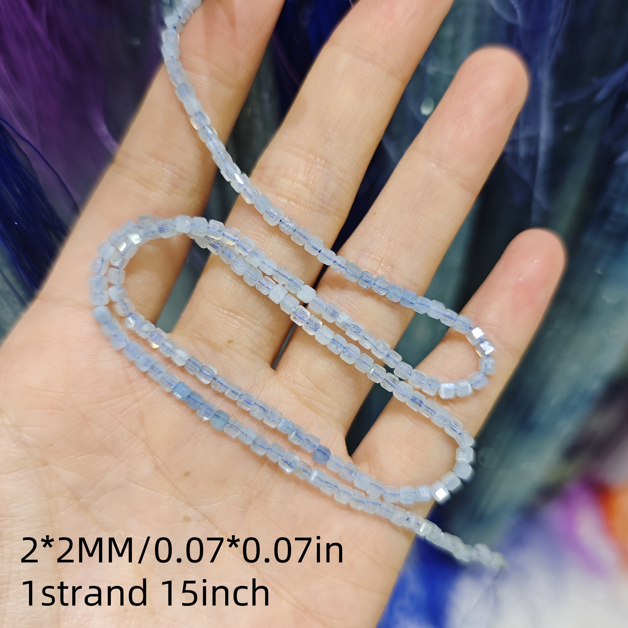 TEMU Perles Espaceurs en d'Aigue-Marine Naturelle de 2 mm pour la Fabrication de Bijoux DIY, Perles Décoratives pour Bracelets et , Accessoires de