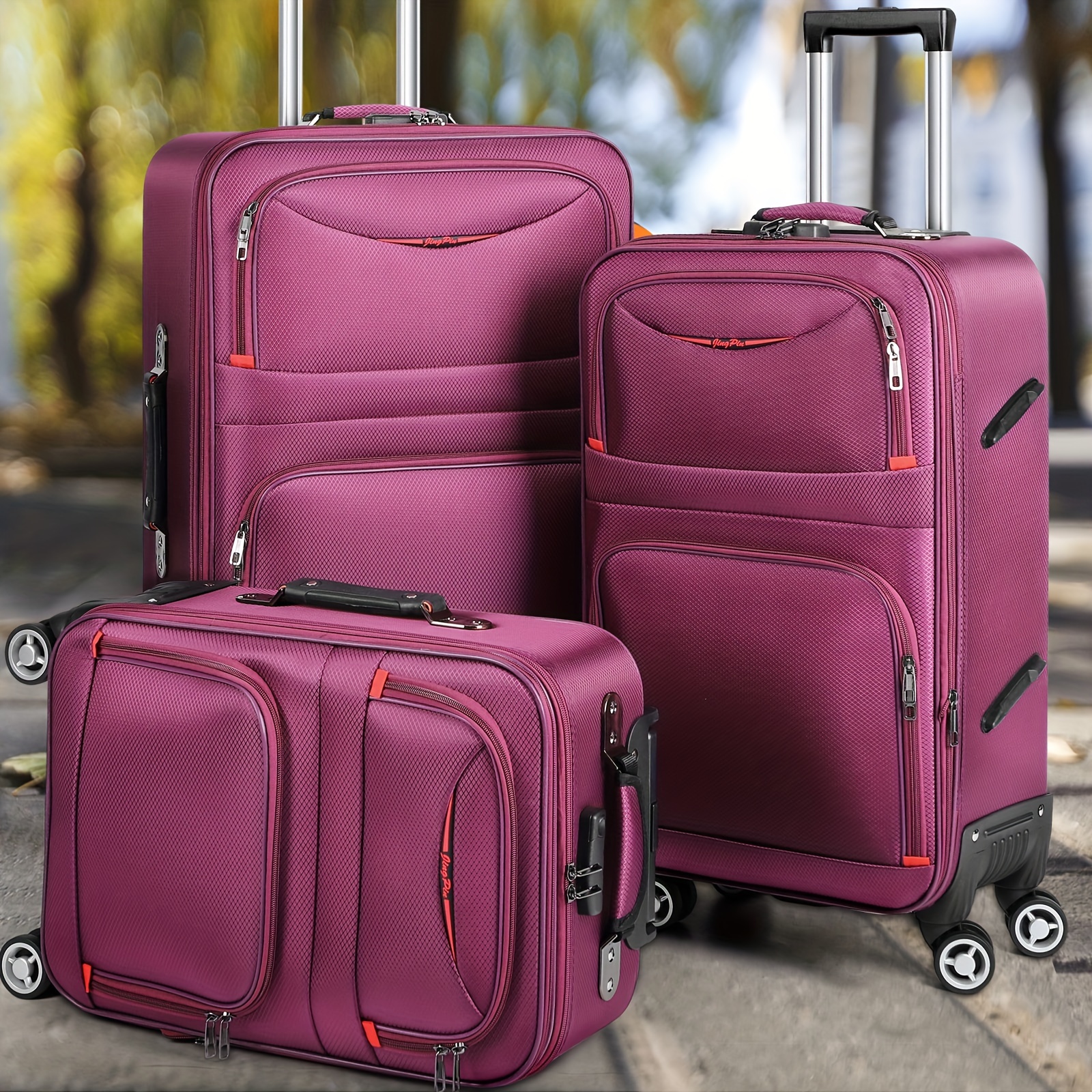 TEMU 3 Luggage Set For (20in/24in/28in) Purple