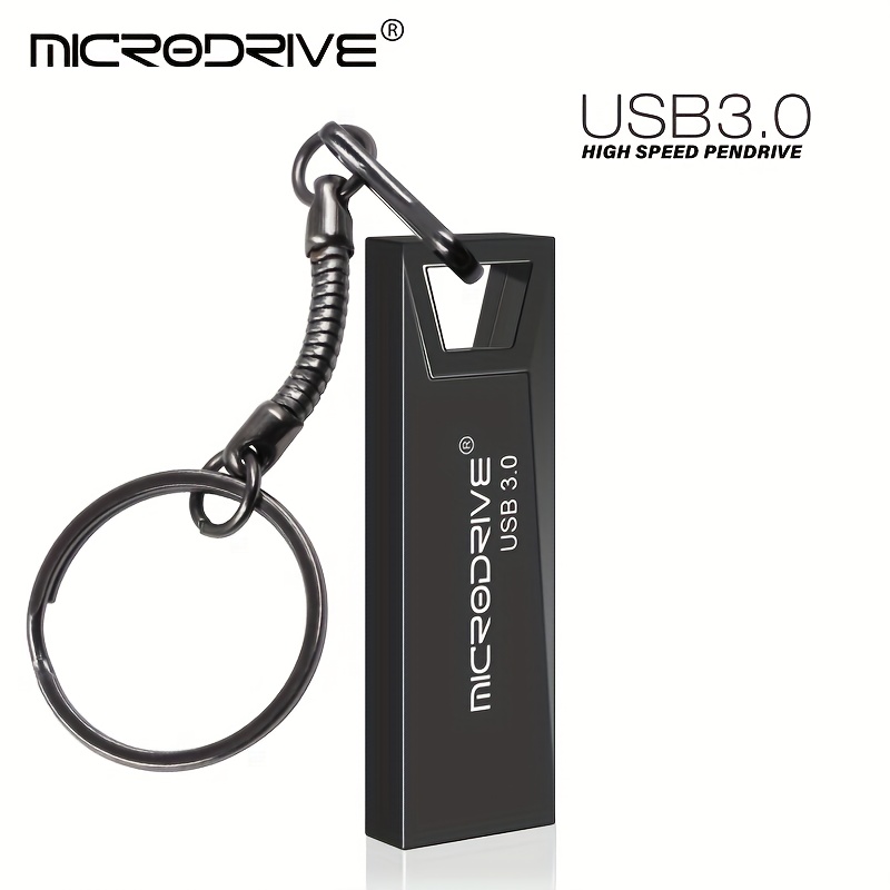 TEMU Microdrive Metal 3.0 USB Flash Drive con Llavero 16GB 32GB 64GB 128GB USB Pendrive USB Flash Drive para PC, Laptop, Tablet, Audio para Coche, de
