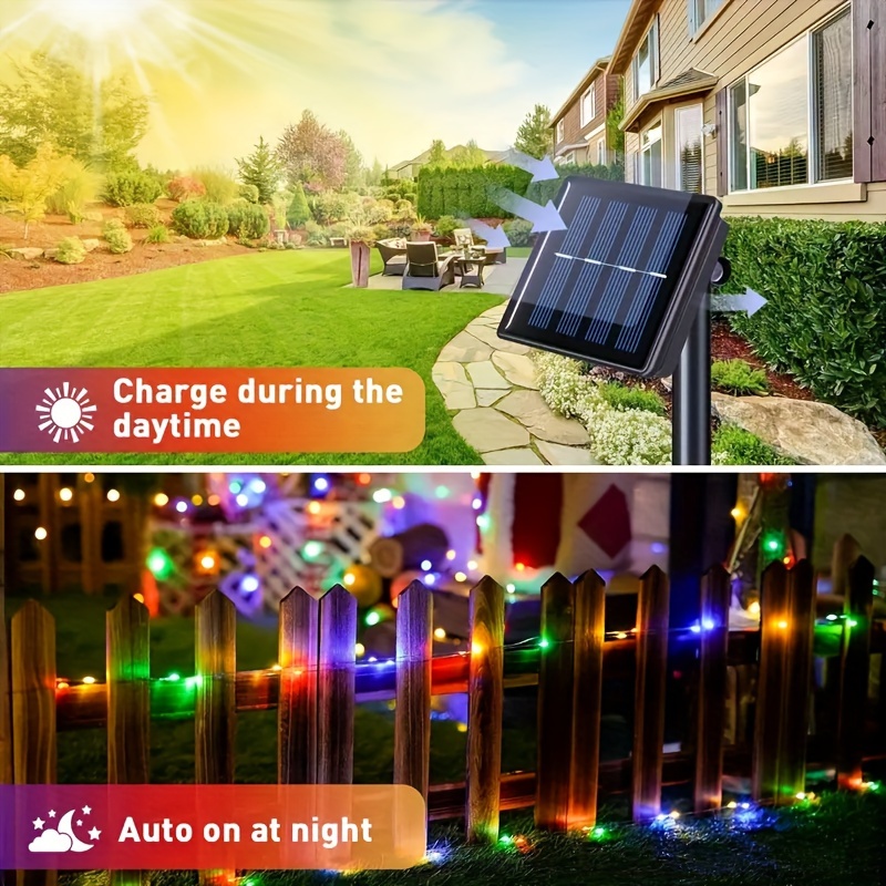 Smart solar-Powered Copper Wire String Lights - 22.96ft