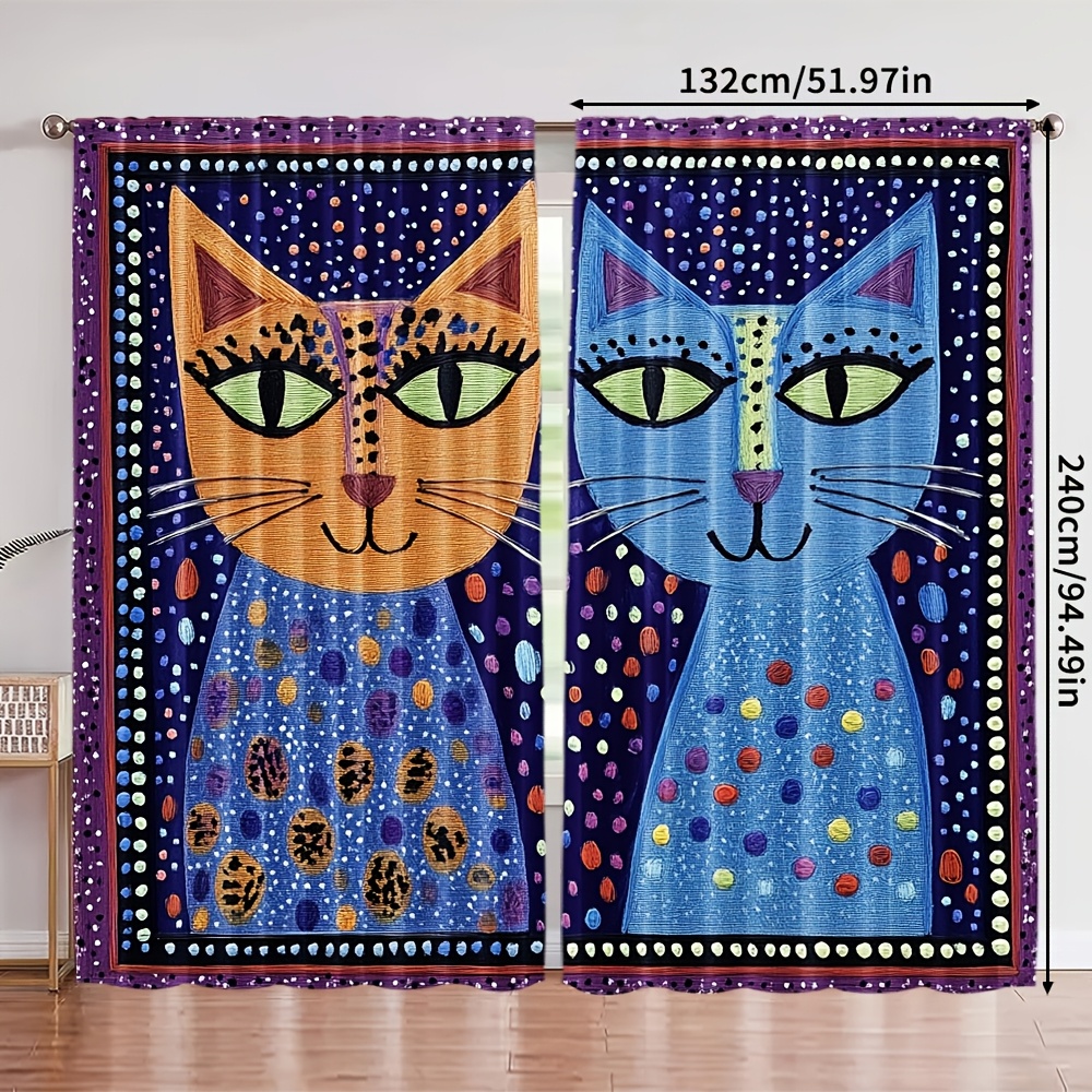 TEMU 2pcs, Sun, Moon, And Cats Design Roller Blinds, Durable Polyester, No Rod Needed, No Battery Required, For Home Decor And Privacy