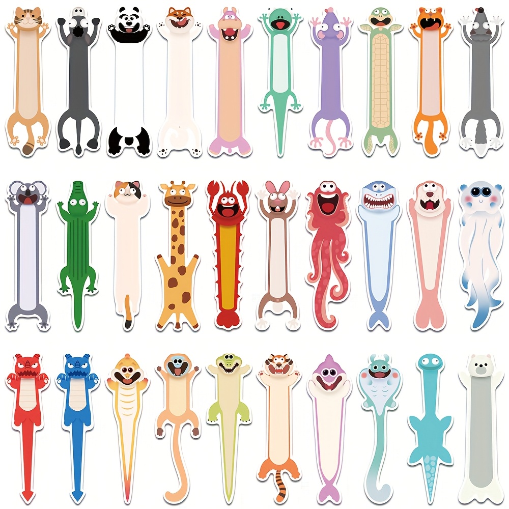 30pcs Irregular Cartoon Animals Bookmarks Reading Pages Books Annotated School Stationary Supplies Diy Graffiti Aesthetic Bookmarks Creative Gifts