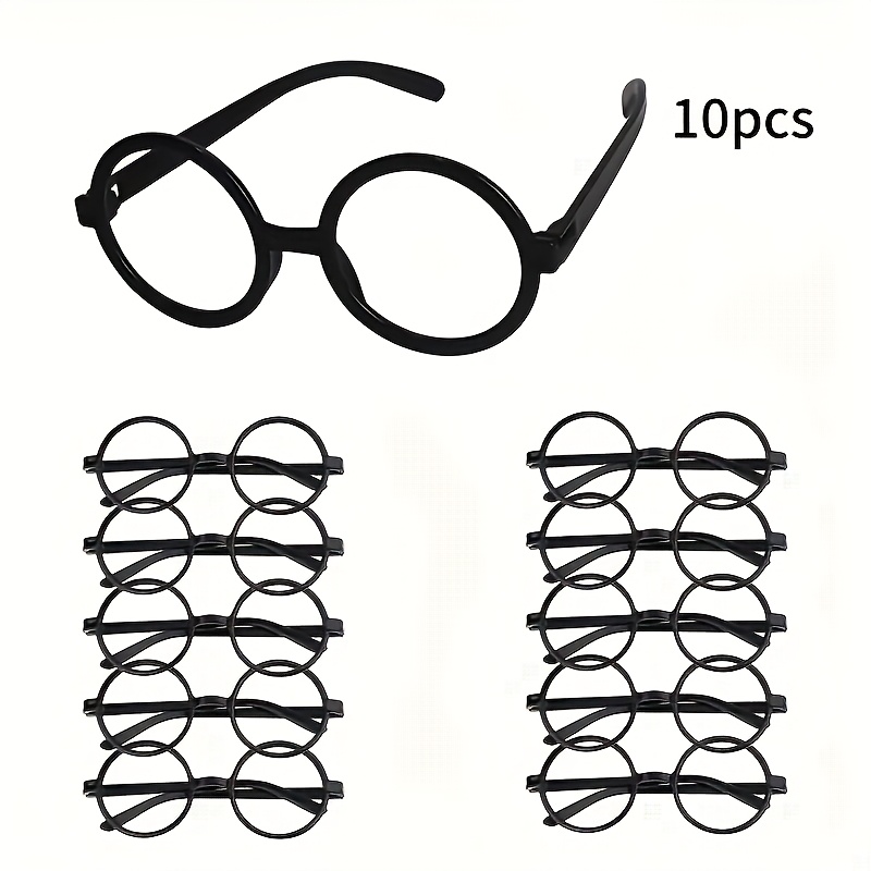 TEMU Authentic 10pcs Harry Potter Style Glasses, Glasses, Harry Potter Style Round Frame Glasses Without Lenses, Plastic Material, No Power Required,