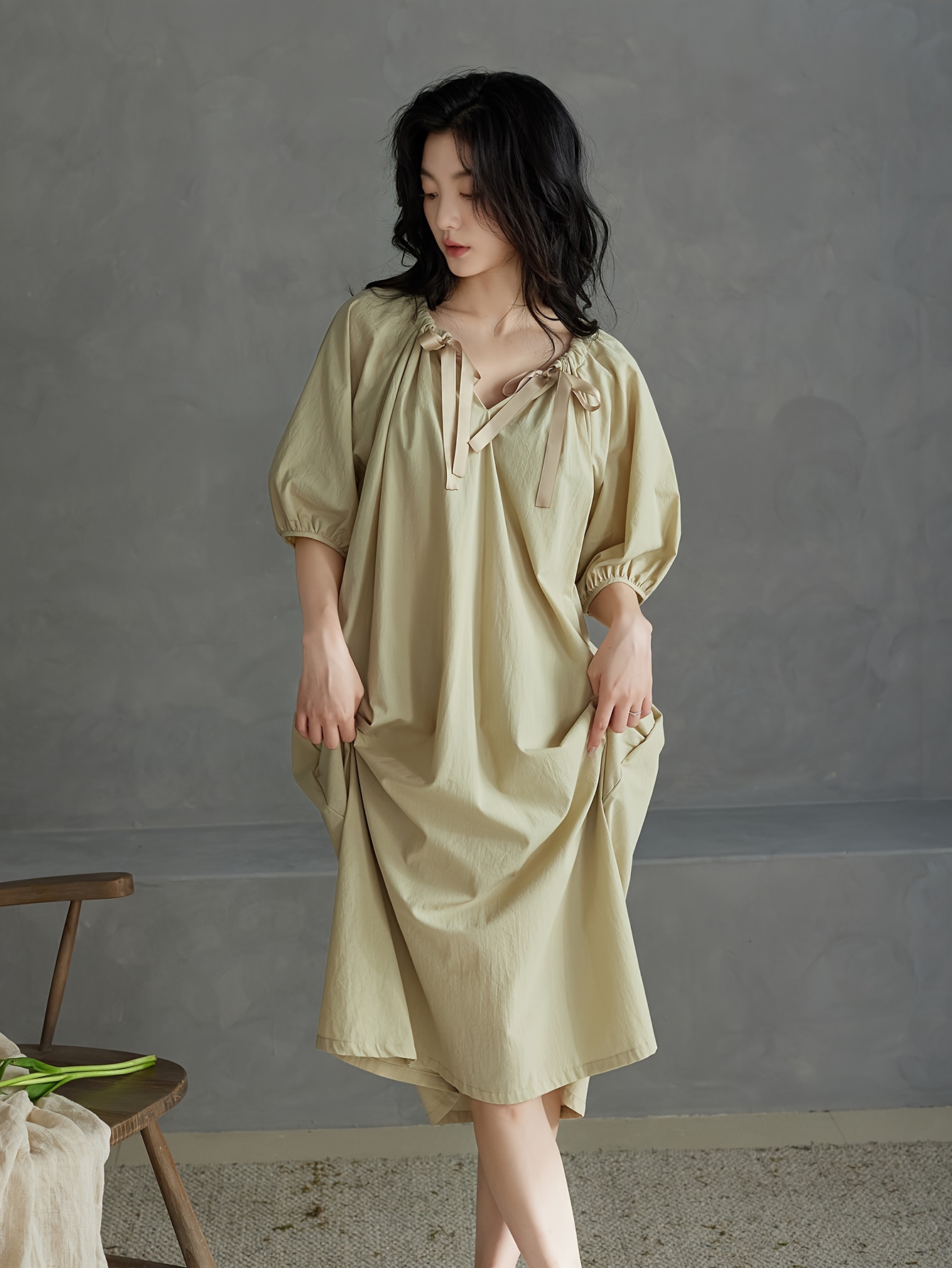 V neck cotton nightgown sale