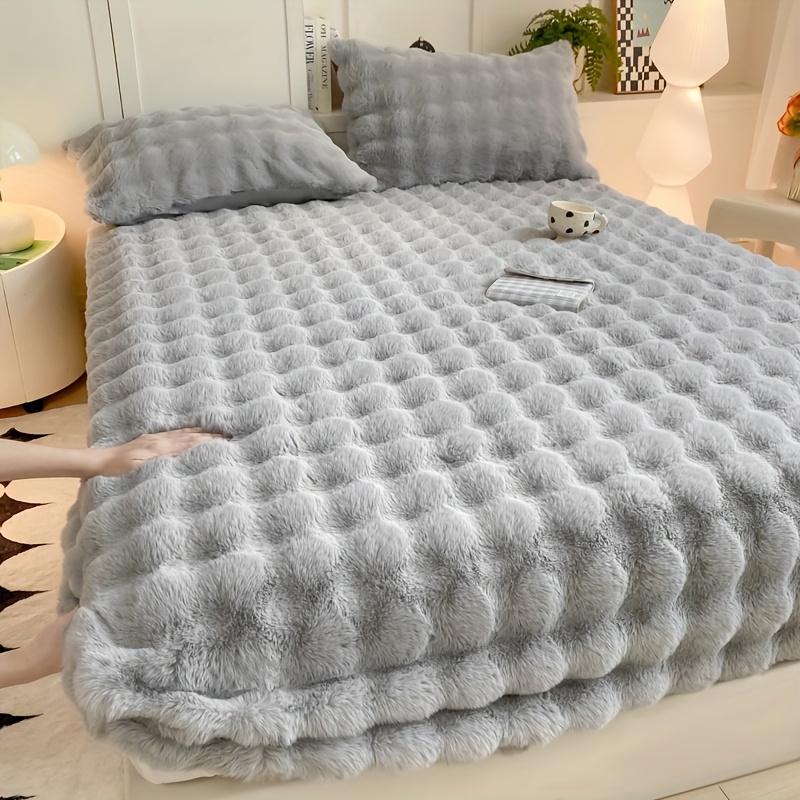 E-shop 1 Stück luxuriöses, weiches und bequemes Plüsch-Spannbettlaken, verdicktes und warmes All-Inclusive-Spannbettlaken für Herbst und Winter (ohne