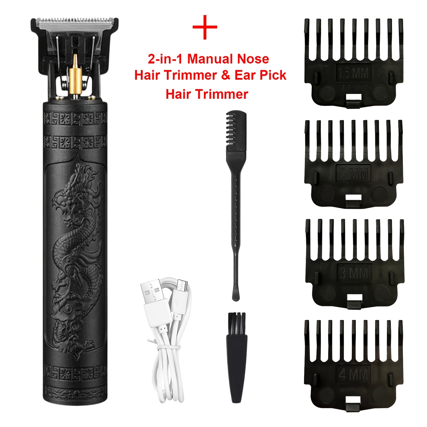 TEMU Tondeuse à barbe pour homme, tondeuse à poils du visage, tondeuse à cheveux pour homme, rasoir électrique rechargeable pour adulte, tondeuse