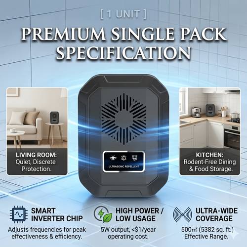a tecnologia 2026, parassiti con inverter intelligente, conversione di frequenza 12k–100khz, copertura 500㎡, modalità sonno silenziosa, sicuro per persone e animali domestici, per cucine domestiche