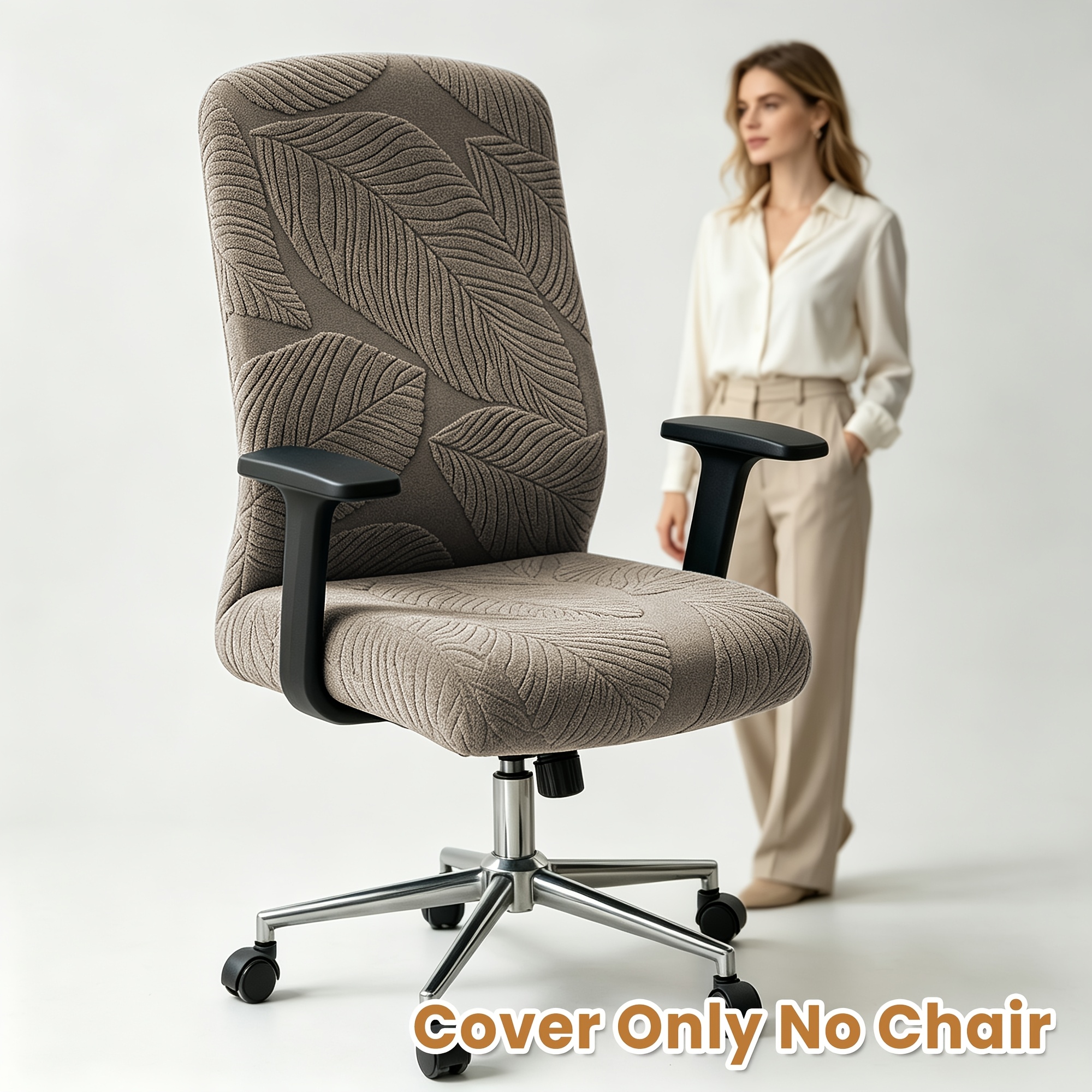 TEMU 1pc Stretch Jacquard Fabric Office Chair Cover With Elastic Closure, Full-wrap Computer Chair Protector Suitable For & Office, -piece, /remove,