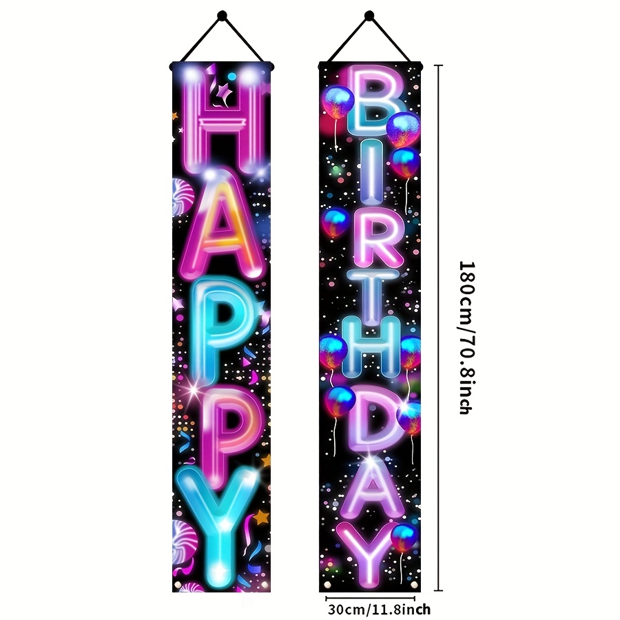 Image of 1pair Happy Birthday Decorations Colorful Birthday Banner Door Porch Sign Birthday Party Decorations Background For Home Yard Indoor And Outdoor Decor
