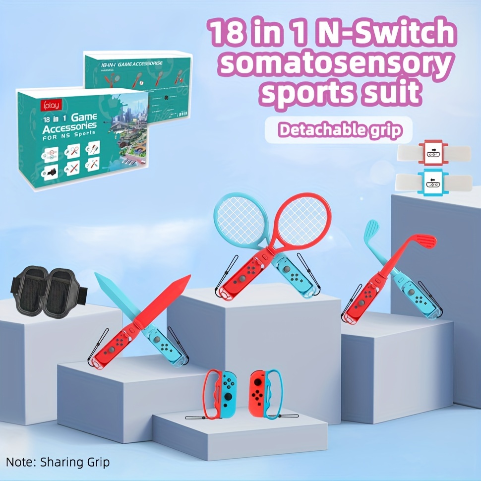 

Kit d'Accessoires iPlay 18-en-1 pour Nintendo Switch Sports - Détachable, Bundle de Loisirs pour Jeux Switch