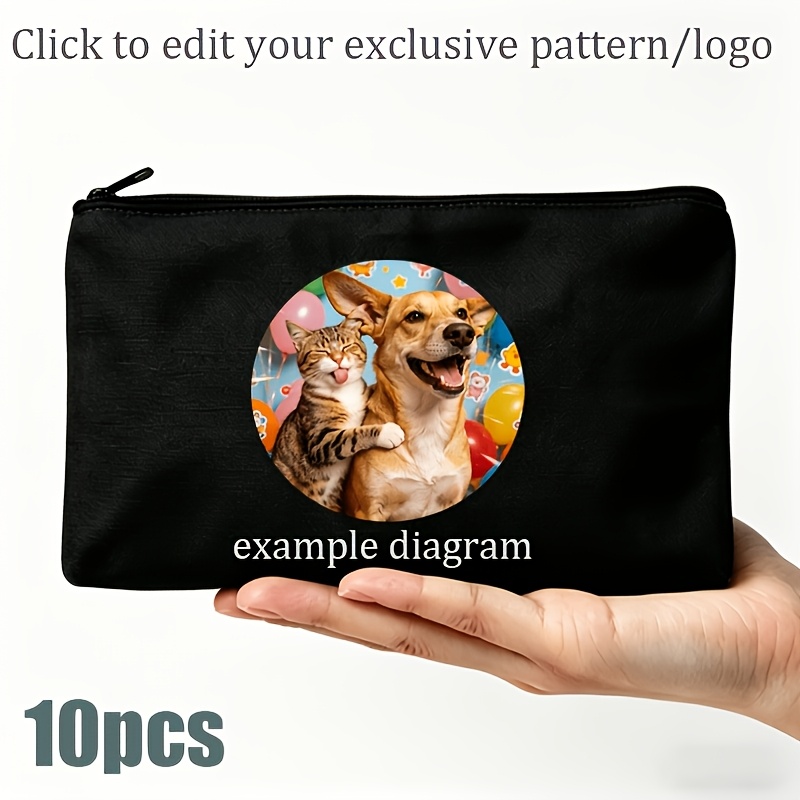 TEMU 10pcs Custom Photo/logo Makeup Bags Suitable For Women's Parties & Personalized Gifts - Personalized Photo/logo Toiletry Bags With Zipper