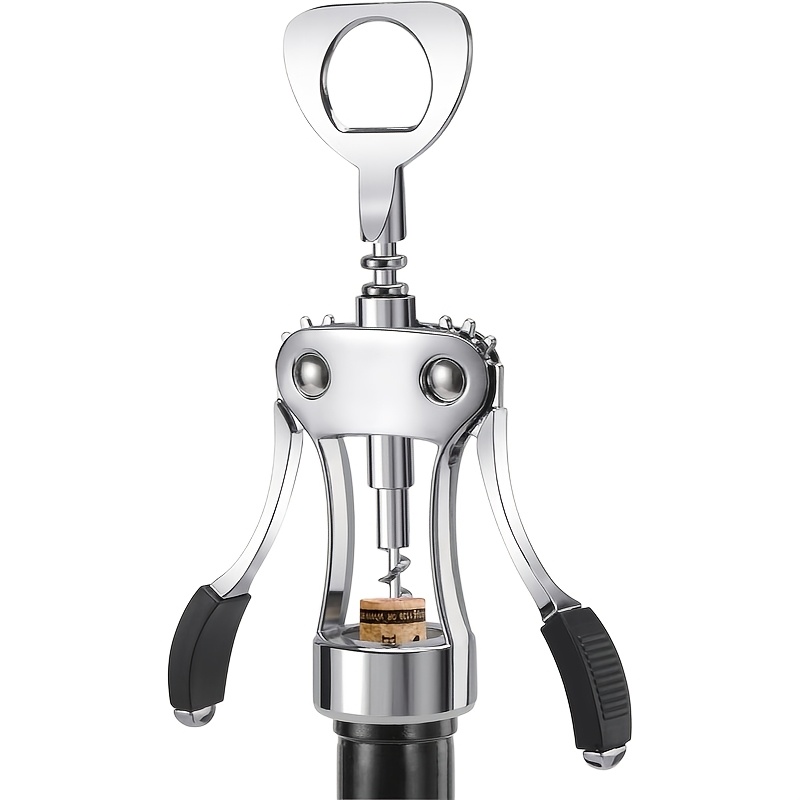 TEMU Débouchage de bouteille de vin à ailes, ouvre-bouteille manuel multifonctionnel avec ouvre-bouteille de bière, extracteur de bouchon facile , ,