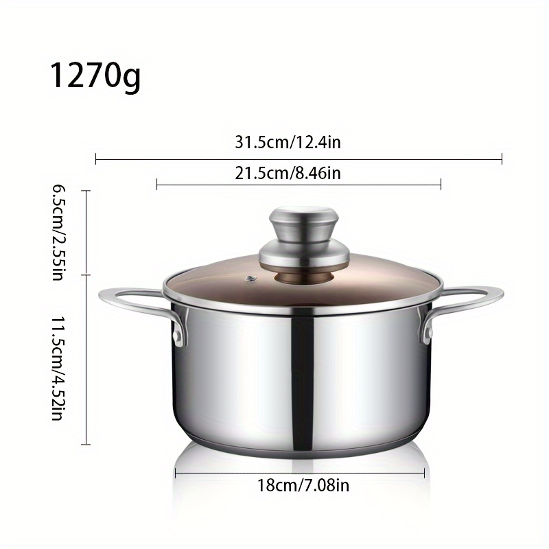 6 piece stainless steel cookware set 304   triple layered base clear glass lid kitchen cooking pots and pans set details 9