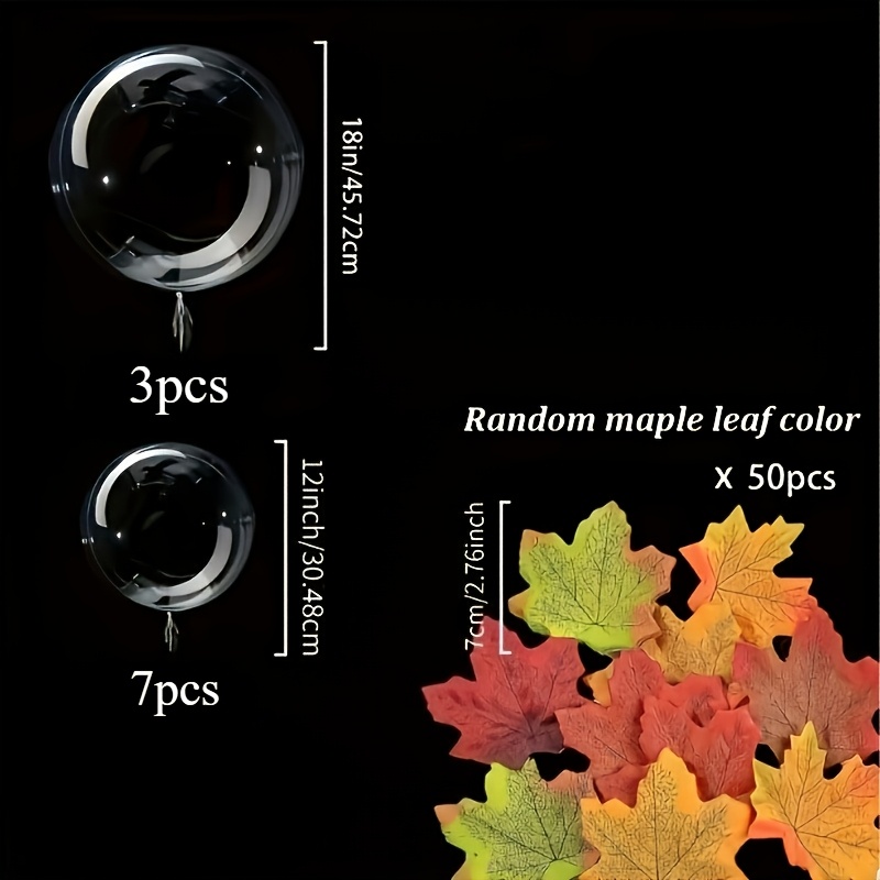 TEMU 60pcs Maple Leaf Transparent Balloons (random 50pcs Colors And 10pcs Clear Balloons), Maple Leaf Bobo Balloons, Suitable For Home Decoration,
