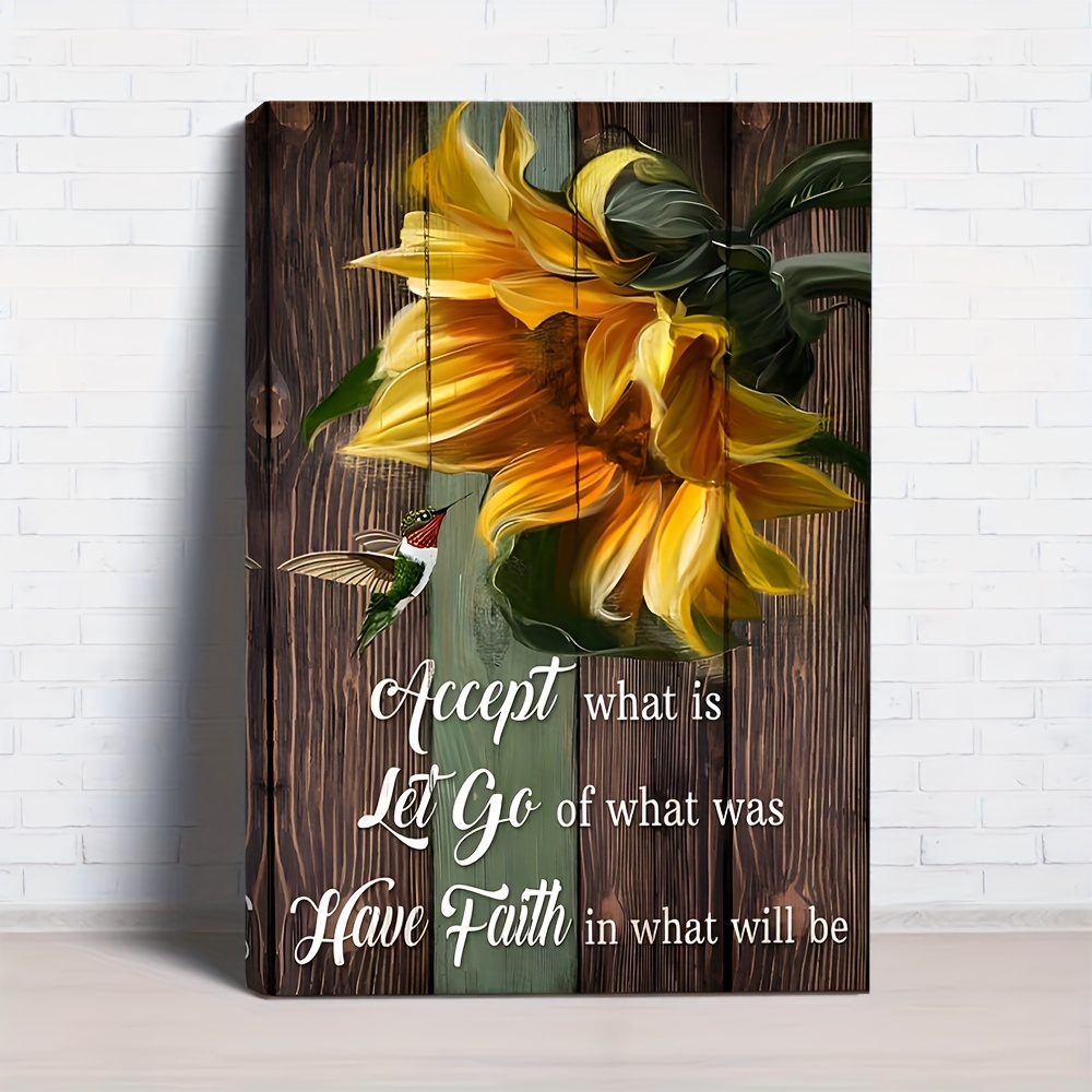 

1pc Wooden Framed Canvas Painting Sunflower Inspirational Paintings Wall Art Prints For Home Decoration, Living Room & Bedroom, Festival Party Decor, Gifts, Ready To Hang