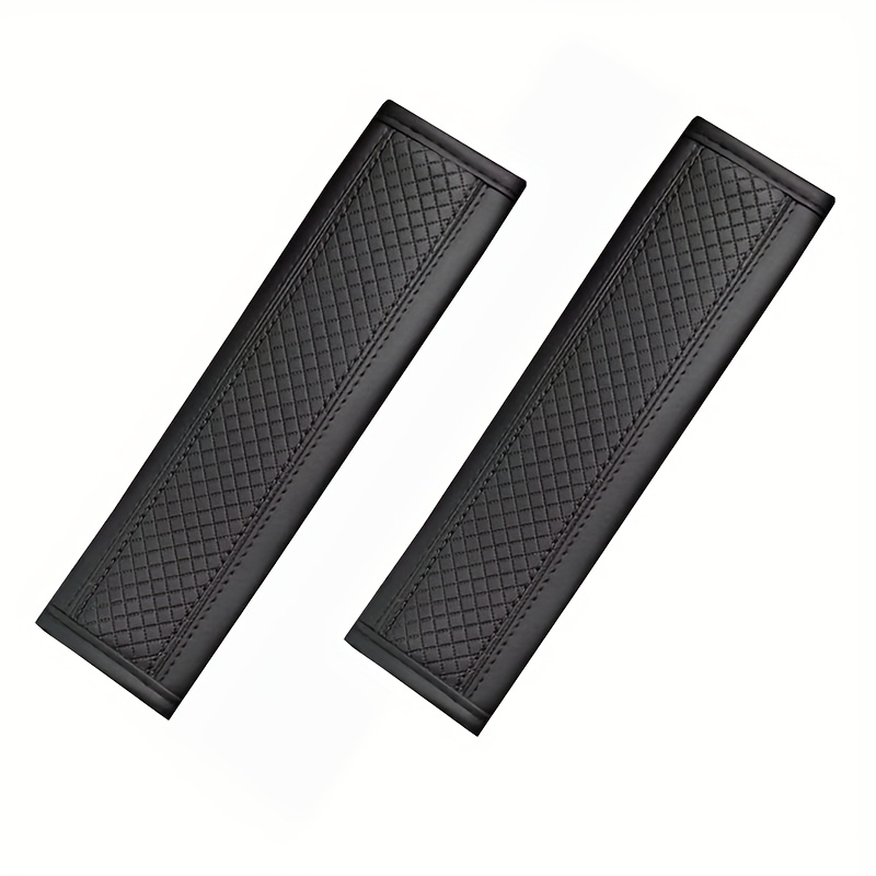 TEMU 2pcs Leather Seat Belt Covers With Red Stitching - Comfortable, Durable Car Interior Models, Car Interior Accessory | Accessory | Durable Car
