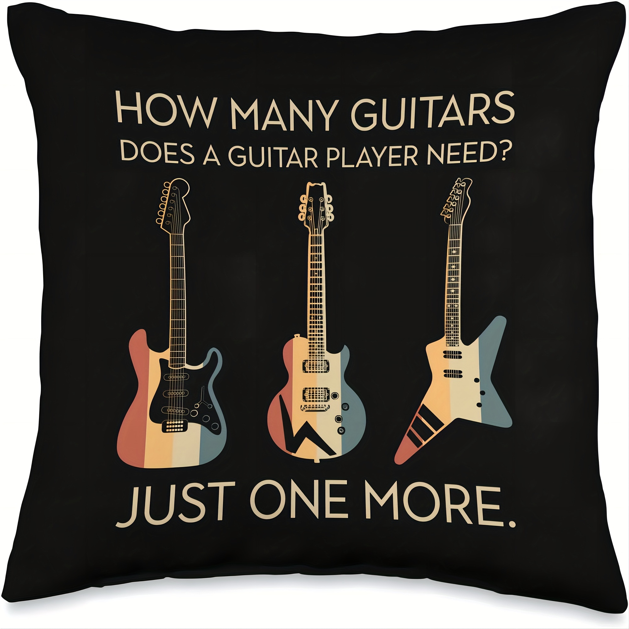 

1pc Funny Guitar Graphic Guitarist Gift Idea Concert Retro Vintage How Many Guitar Player Need Throw Pillow Short Plush Decor (no Pillow Core)